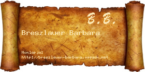 Breszlauer Barbara névjegykártya